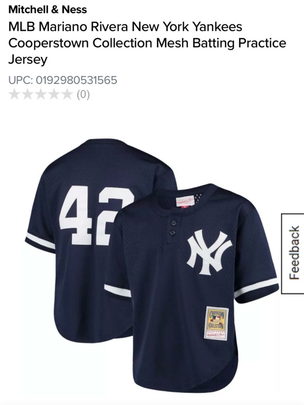 Mitchell & Ness Navy New York Yankees #42 Kids Mesh Batting Practice Jersey